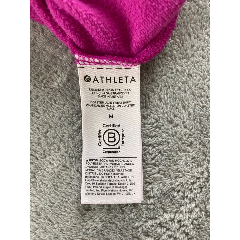 Athleta Coaster Luxe Sweatshirt Womens Medium Fuchsia Pink Thumbhole Pullover - Picture 10 of 11